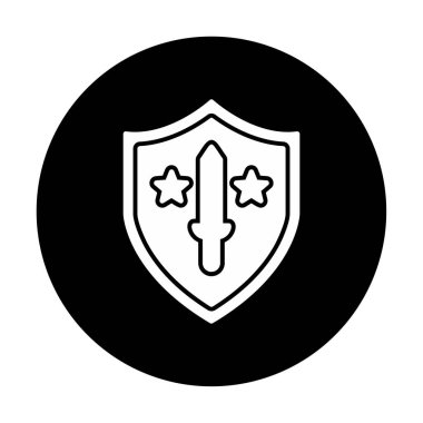 Kılıç vektör ağ simgesine sahip Askeri Kalkan, vektör illüstrasyonu 