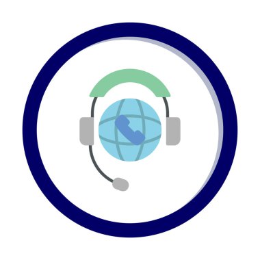 Basit Dünya Çağrı Merkezi Desteği simgesi, vektör illüstrasyonu