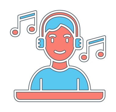 DJ avatar web simgesi, vektör illüstrasyonu 