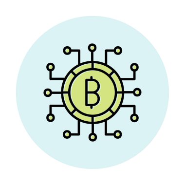 Bitcoin işareti, vektör illüstrasyonlu dijital para simgesi 