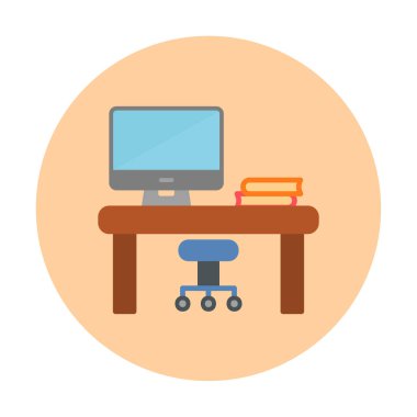 ofis masası simgesi, basit vektör illüstrasyonu