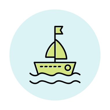 Basit düz yelkenli simgesi çizimi 