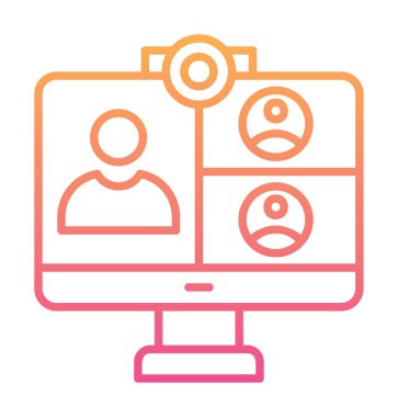 Basit çevrimiçi toplantı simgesi, vektör illüstrasyonu