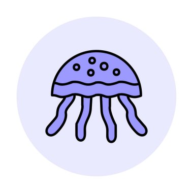 Denizanası. Web simgesi basit illüstrasyon                       