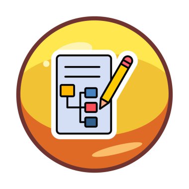 Kalem simgesi ile yazma Planı, vektör illüstrasyonu basit  