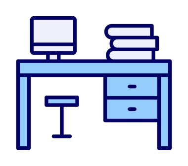 ofis masası simgesi, basit vektör illüstrasyonu