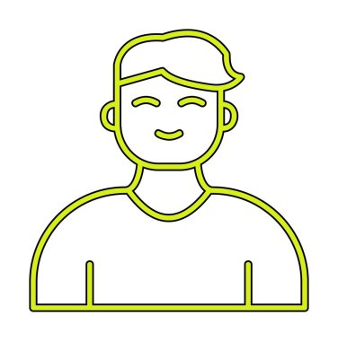 Saç stili vektör çizimi olan genç erkek avatar. 