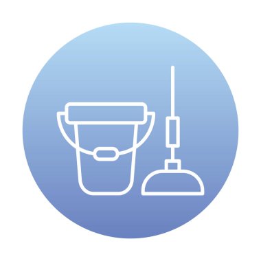 kova ve paspas simgesi, vektör illüstrasyonu  