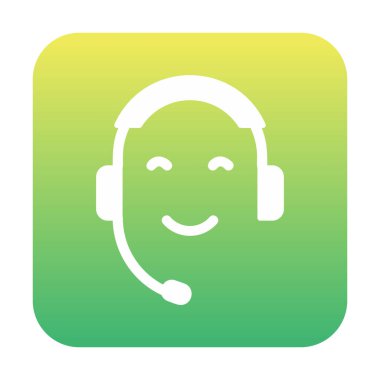 Kulaklık ve gülücükle yüzün vektör çizimi, Çağrı Merkezi kavramı