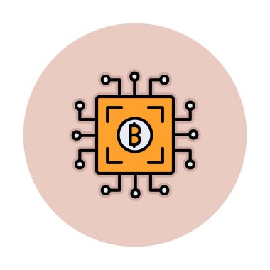Bitcoin Madeni İşlemcisi (BTC) simgesi, vektör illüstrasyonu 