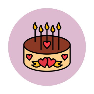 Mumlar ve kalpler ikon vektör illüstrasyon tasarımlı pasta