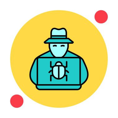 Basit Bilgisayar Hacker simgesi, vektör illüstrasyonu