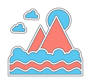 Fuji Dağı simgesi, veteriner illüstrasyonu 