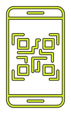 Akıllı Telefon Ekran Web simgesi Qr Kodu, vektör illüstrasyonu 
