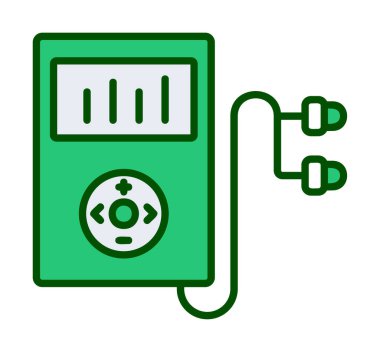 Kulaklık simgesi, vektör illüstrasyonlu Mp3 oynatıcı