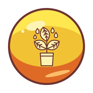 Yapraklı saksıda bitki, vektör çizimi 