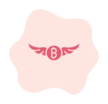 Bitcoin simgesi ve vektör illüstrasyonlu kanatlar  
