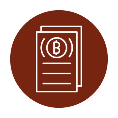 Belgeler ve bitcoin simgesinin vektör illüstrasyonu 