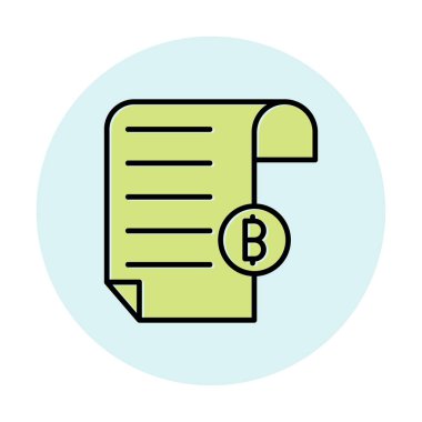 Bitcoin imzalı fatura simgesinin vektör illüstrasyonu 