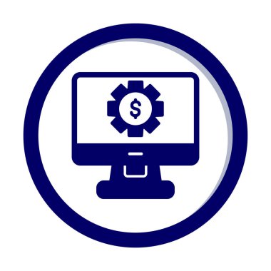 Dolar sembollü bilgisayar monitörü. İnternetten alışveriş konsepti. İnternetten kazanç, pazarlama. Vektör İllüstrasyonu