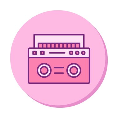  Boombox düz simgesi, vektör çizimi
