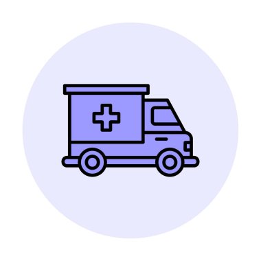 ambulans araba simgesi, renk vektörü çizimi