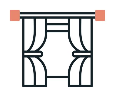 Tiyatro perdeleri simgesi, vektör illüstrasyonu 