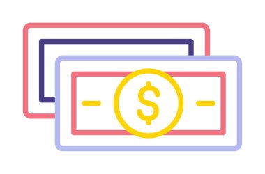 Dolar para çizgisi simgesi, vektör illüstrasyonu