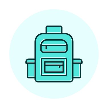 Sırt çantası düz simge vektör çizimi