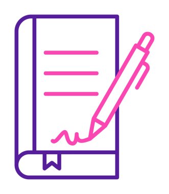 Basit Kitap İmzalama simgesi, vektör illüstrasyonu