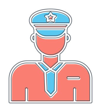 Üniformalı düz simgeli polis memurunun vektör çizimi