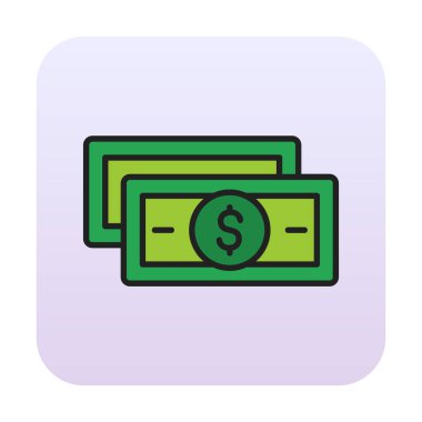 Dolar para çizgisi simgesi, vektör illüstrasyonu