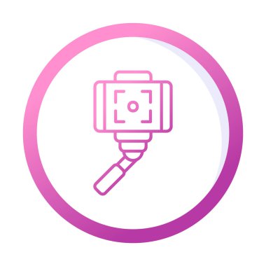 Akıllı telefon web simgesi, vektör illüstrasyonlu selfie çubuğu 