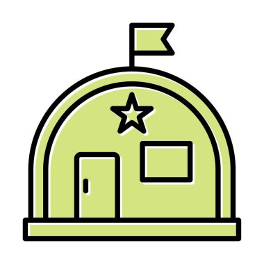 Basit Askeri Depo simgesi, vektör illüstrasyonu