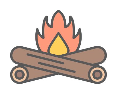 soyut düz şenlik ateşi simgesi, illüstrasyon 