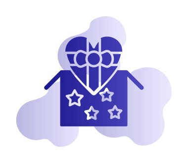 Basit kalp hediye kutusu, sevgililer günü konsepti, vektör illüstrasyonu