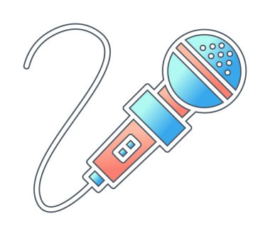 mikrofon simgesi uzun mavi arkaplanda izole edildi.