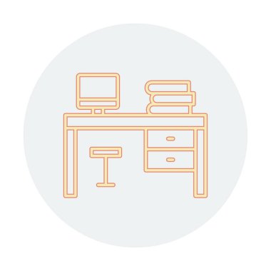 ofis masası simgesi, basit vektör illüstrasyonu