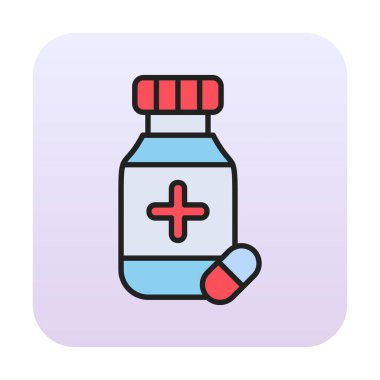 İlaç ikonlu ilaç şişesinin vektör çizimi