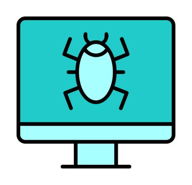 Basit Bilgisayar Virüsü simgesi, vektör illüstrasyonu