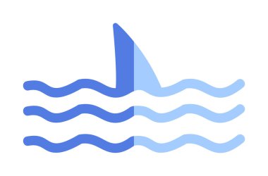 Deniz ikonunda köpekbalığı yüzgeci, vektör illüstrasyonu 