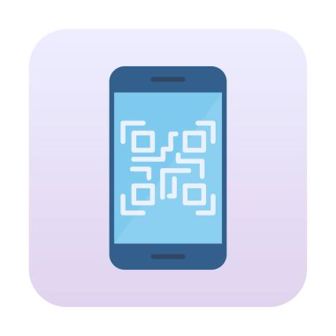 Akıllı Telefon Ekran Web simgesi Qr Kodu, vektör illüstrasyonu 