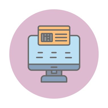 Basit Çevrimiçi Ödeme simgesi, vektör illüstrasyonu