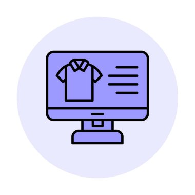 Basit Kumaş Çevrimiçi Alışveriş simgesi, vektör illüstrasyonu