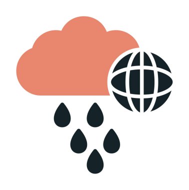 Dünya yağmurlu bir gün. Web simgesi basit tasarım