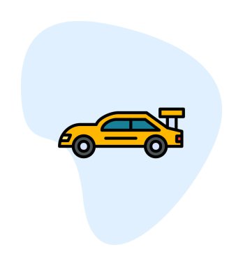 düz yarış arabası simgesi, vektör illüstrasyon tasarımı