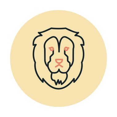 Aslan başı düz simgesi, vektör illüstrasyonu