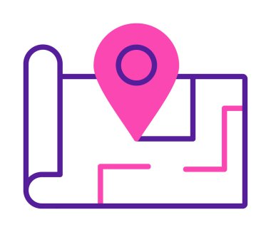 Konum iğnesi, vektör illüstrasyonlu harita simgesi