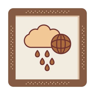 Dünya yağmurlu bir gün. Web simgesi basit tasarım