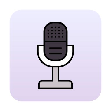 mikrofon simgesi uzun mavi arkaplanda izole edildi.